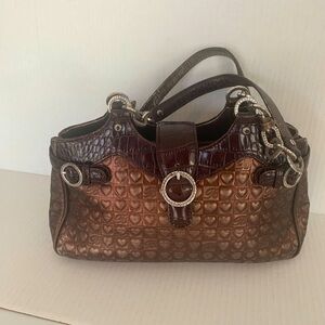 Brighton women’s bronze leather heart embossed shoulder purse
